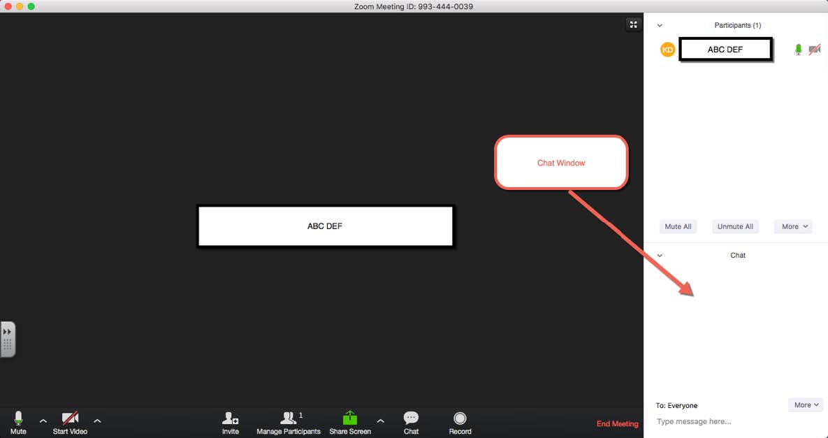 The chat section of the toolbar