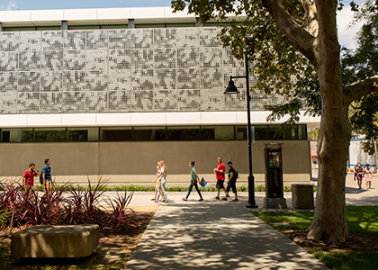 students walking on campus