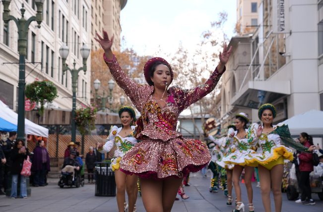 Dance performer in downtown.