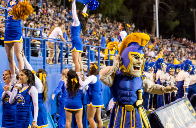 Sammy Spartan at the homecoming football game.